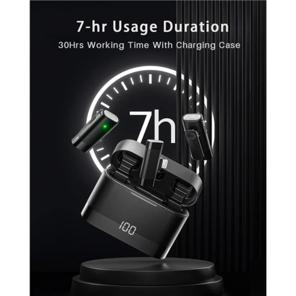 Wireless Lavalier Microphone, 2-in-1 Plug-Play Mic Windshield with Charging Case - Picture 5 of 7